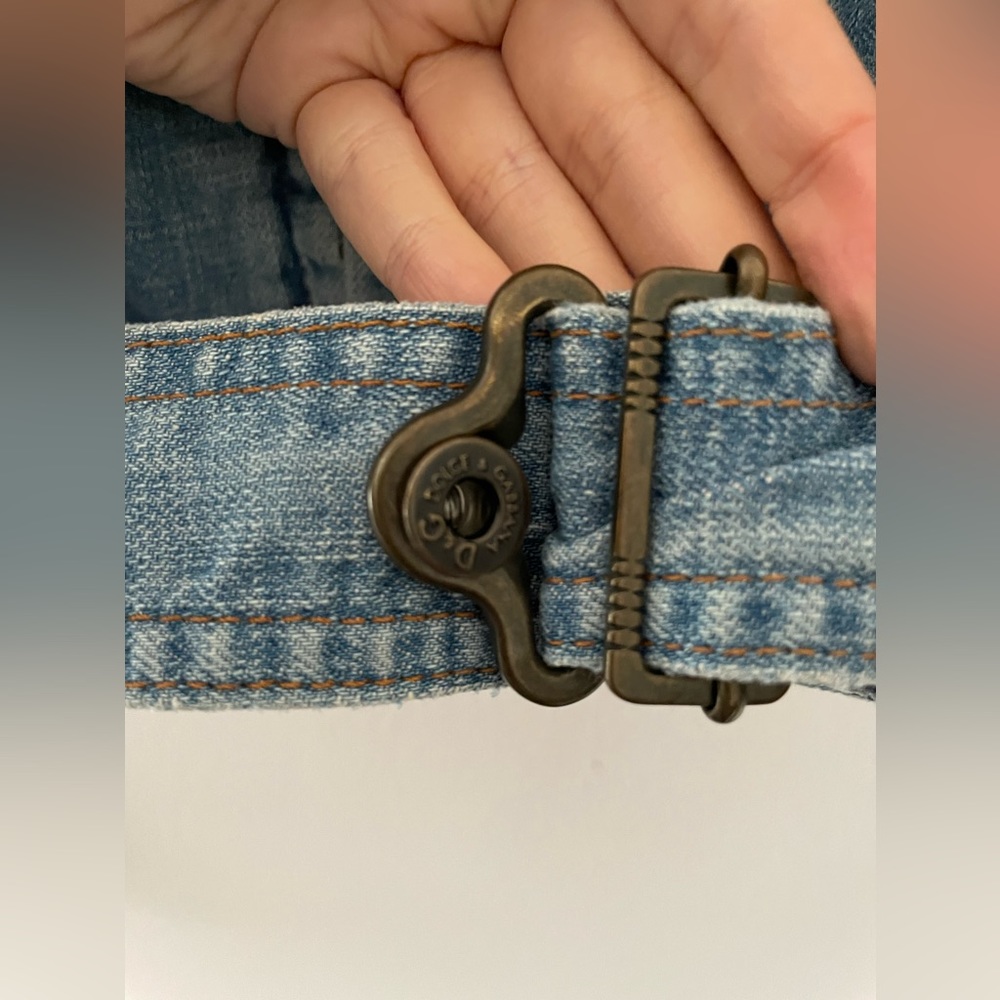 Vintage D&G Dolce & Gabbana Light Blue Denim Belted Jacket XS Y2K - Picture 6 of 14